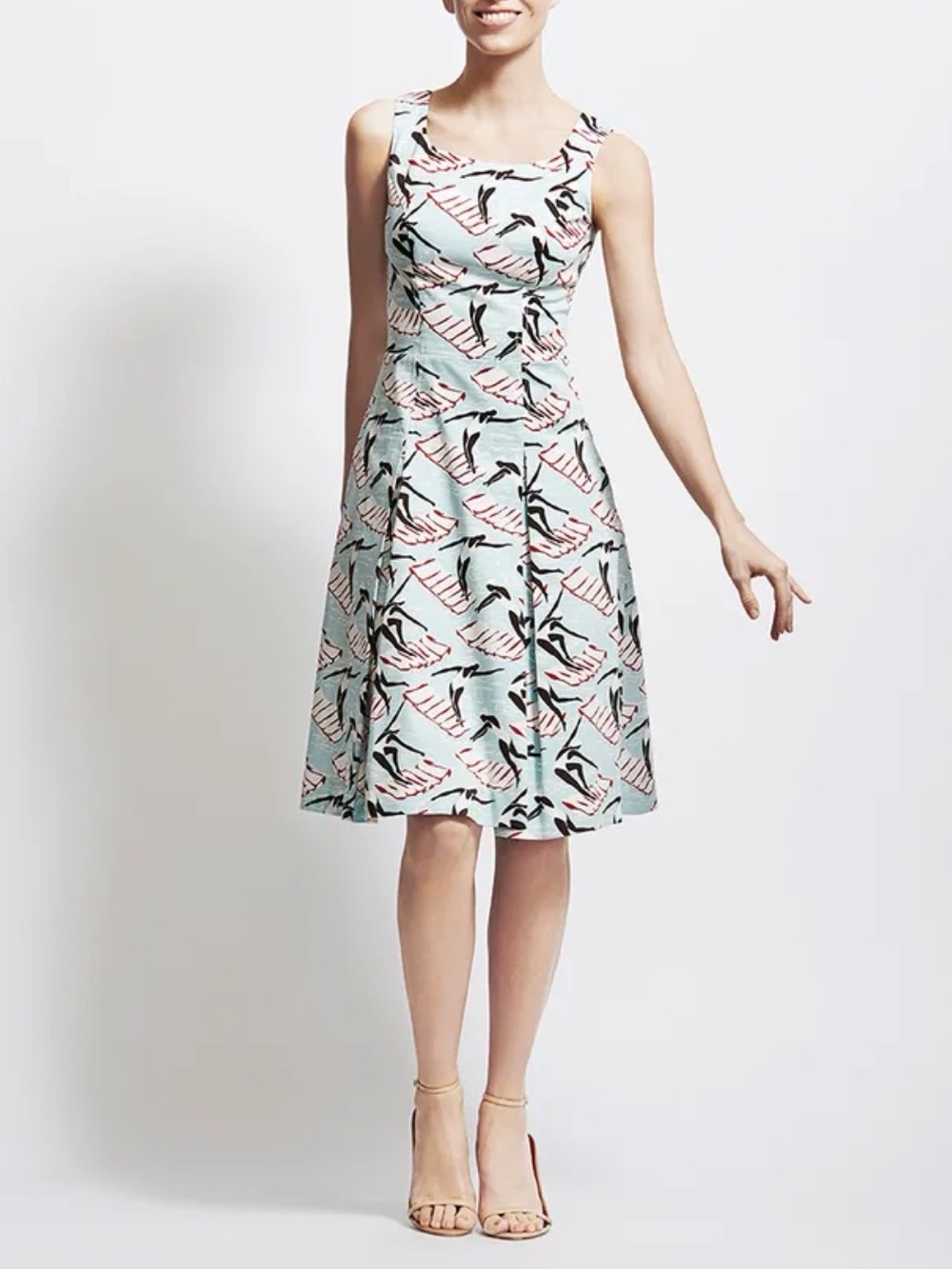 EUC Carolina Herrera Archive print Sleeveless Midi Dress